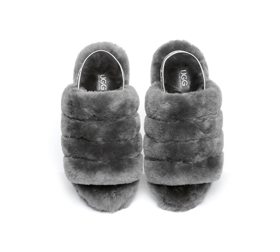 Australian Shepherd AS UGG Women Fluffy Slides Puffy-Slides-PEROZ Accessories