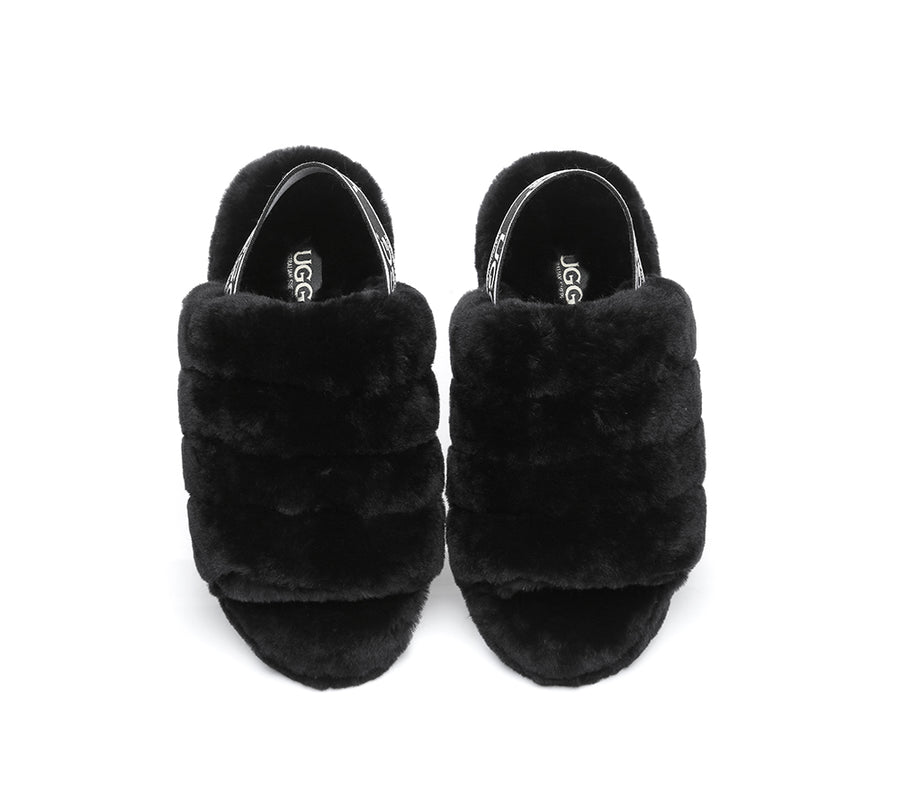 Australian Shepherd AS UGG Women Fluffy Slides Puffy-Slides-PEROZ Accessories