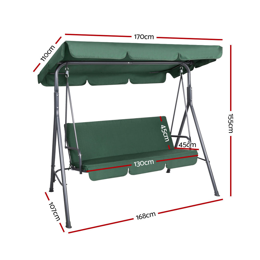 Gardeon Swing Chair Hammock Outdoor Furniture Garden Canopy Bench Seat Green-Furniture > Outdoor-PEROZ Accessories