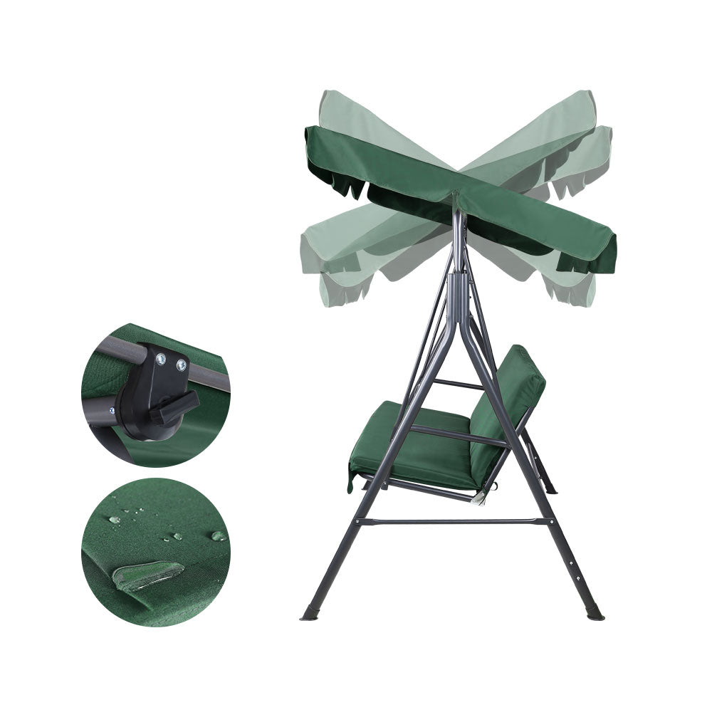 Gardeon Swing Chair Hammock Outdoor Furniture Garden Canopy Bench Seat Green-Furniture > Outdoor-PEROZ Accessories