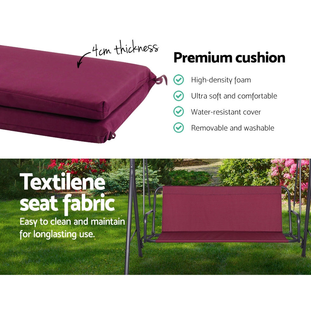 Gardeon Outdoor Swing Chair Hammock 3 Seater Garden Canopy Bench Seat Backyard-Furniture > Outdoor-PEROZ Accessories