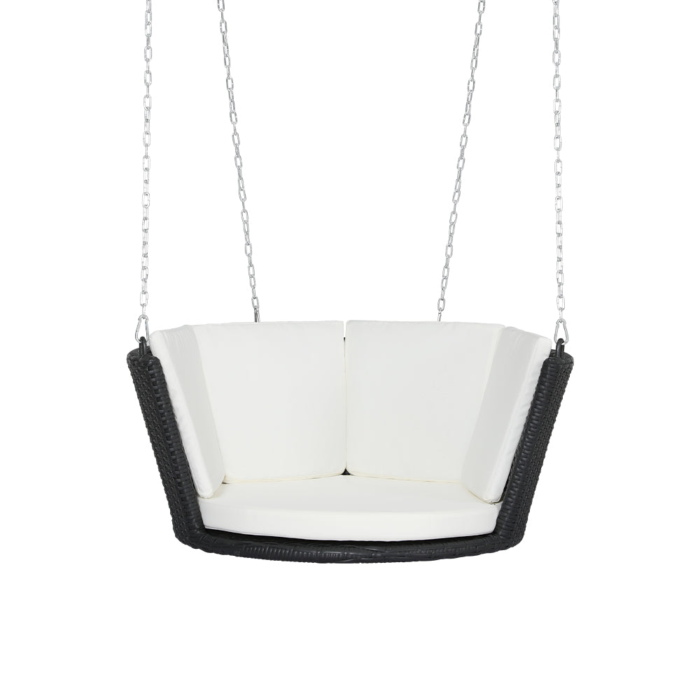 Gardeon Rattan Porch Swing Chair With Chain Cushion Outdoor Furniture Black-Home & Garden > Hammocks-PEROZ Accessories