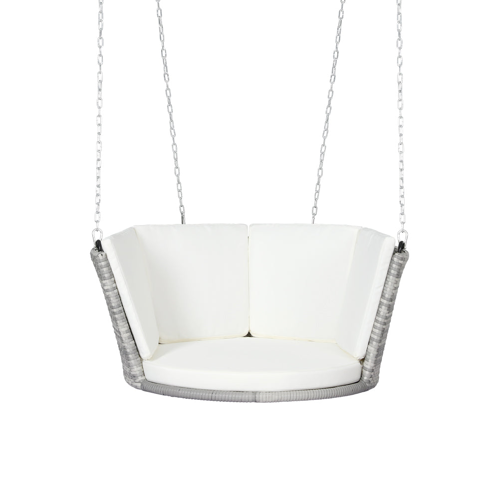 Gardeon Rattan Porch Swing Chair With Chain Cushion Outdoor Furniture Grey-Home & Garden > Hammocks-PEROZ Accessories