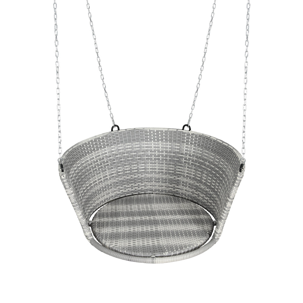 Gardeon Rattan Porch Swing Chair With Chain Cushion Outdoor Furniture Grey-Home & Garden > Hammocks-PEROZ Accessories