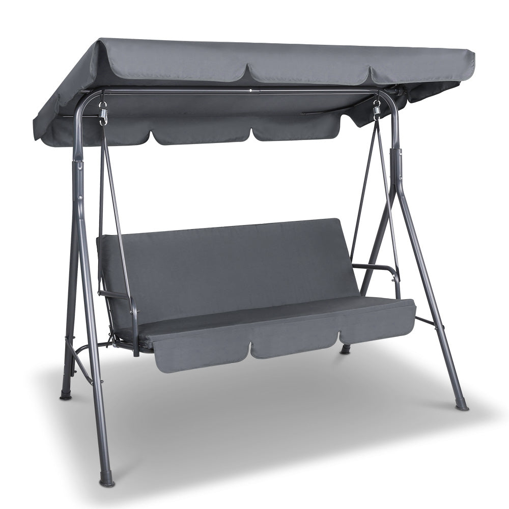 Gardeon Outdoor Swing Chair Hammock Bench Seat Canopy Cushion Furniture Grey-Furniture &gt; Outdoor-PEROZ Accessories