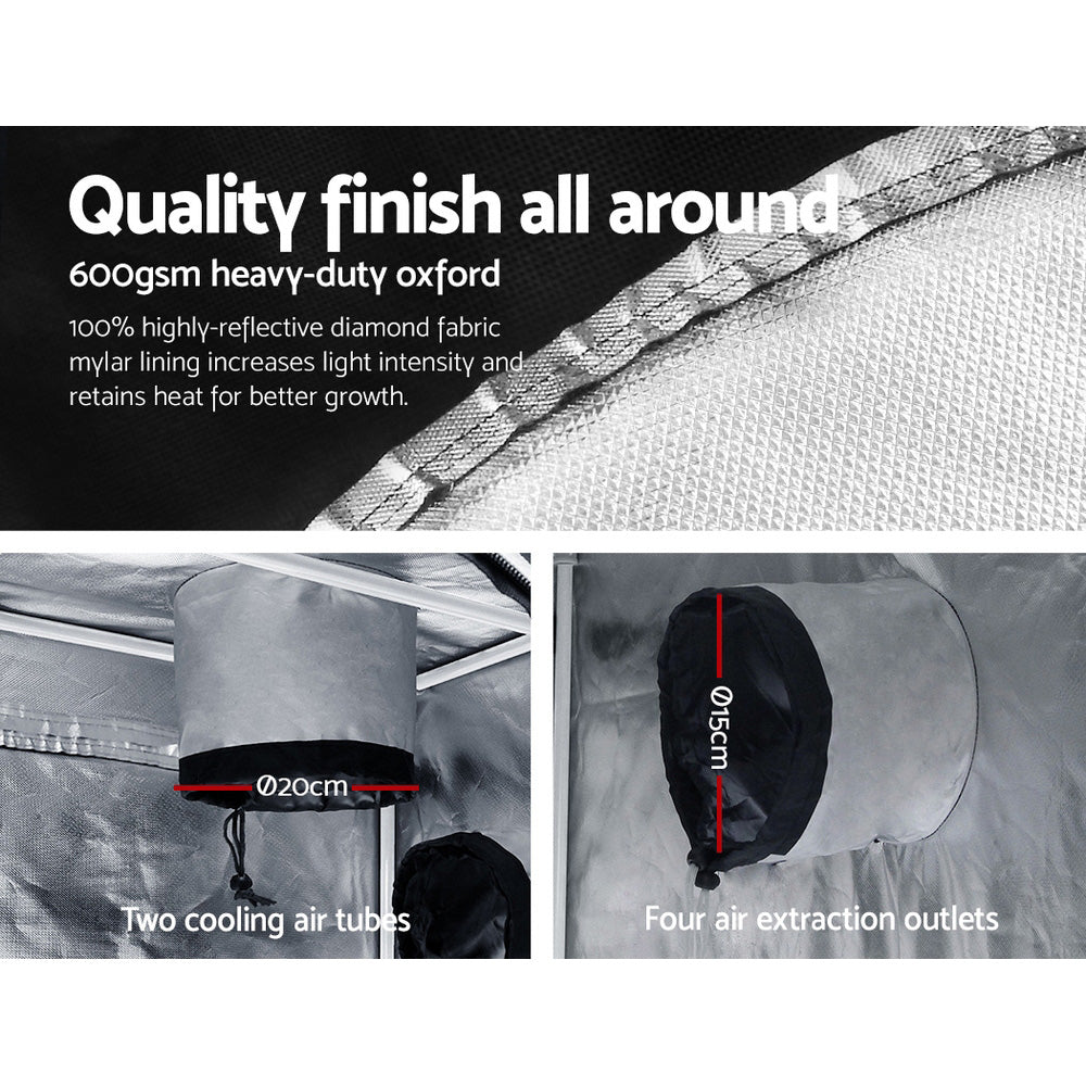 Greenfingers Hydroponics Grow Tent Kits Hydroponic Grow System 2.4m x 1.2m x 2m 600D Oxford-Home & Garden > Green Houses-PEROZ Accessories