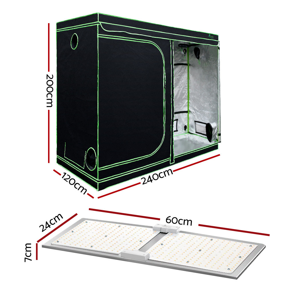 Greenfingers Grow Tent 2200W LED Grow Light Hydroponic Kit System 2.4x1.2x2M-Home & Garden > Green Houses-PEROZ Accessories