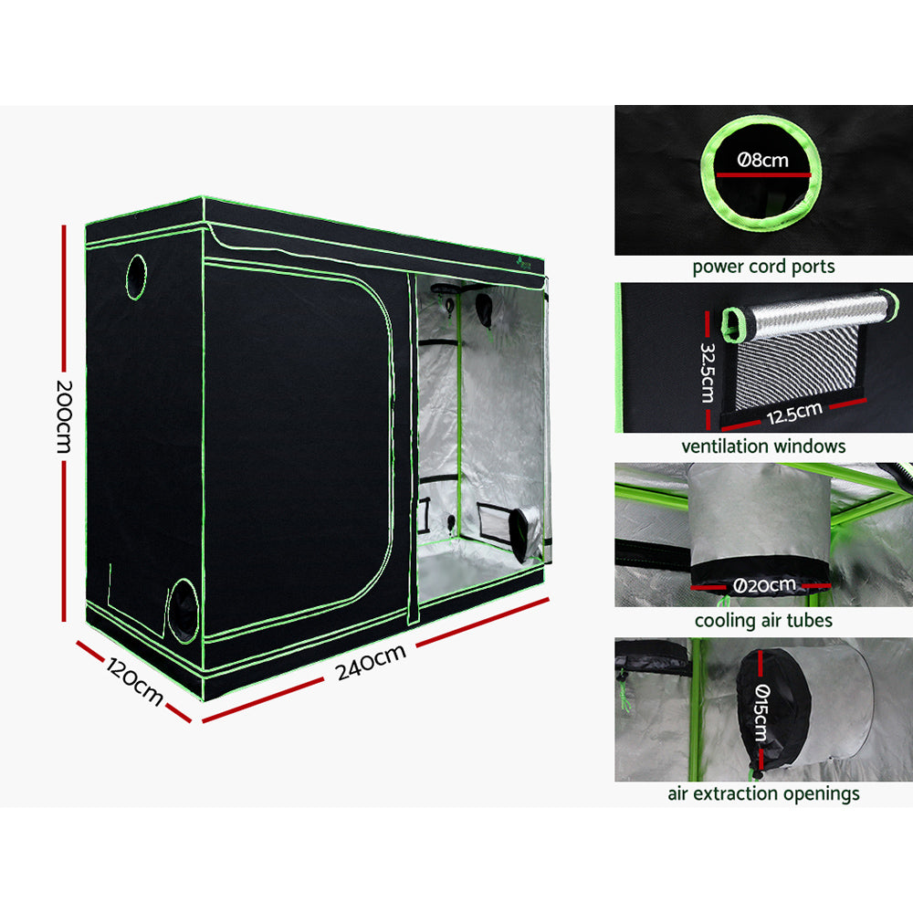 Greenfingers Grow Tent 2200W LED Grow Light Hydroponic Kit System 2.4x1.2x2M-Home & Garden > Green Houses-PEROZ Accessories