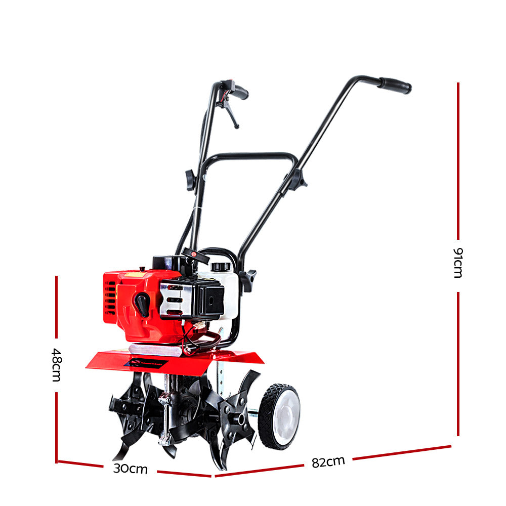Giantz 88CC Petrol Garden Cultivator Tiller Rotary Hoe 4 Tine Rototiller-Home & Garden > Garden Tools-PEROZ Accessories