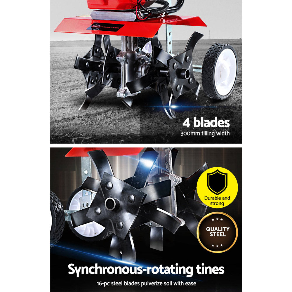 Giantz 65CC Garden Cultivator Tiller Petrol Rotary Hoe 16 Tines Rototiller-Home & Garden > Garden Tools-PEROZ Accessories