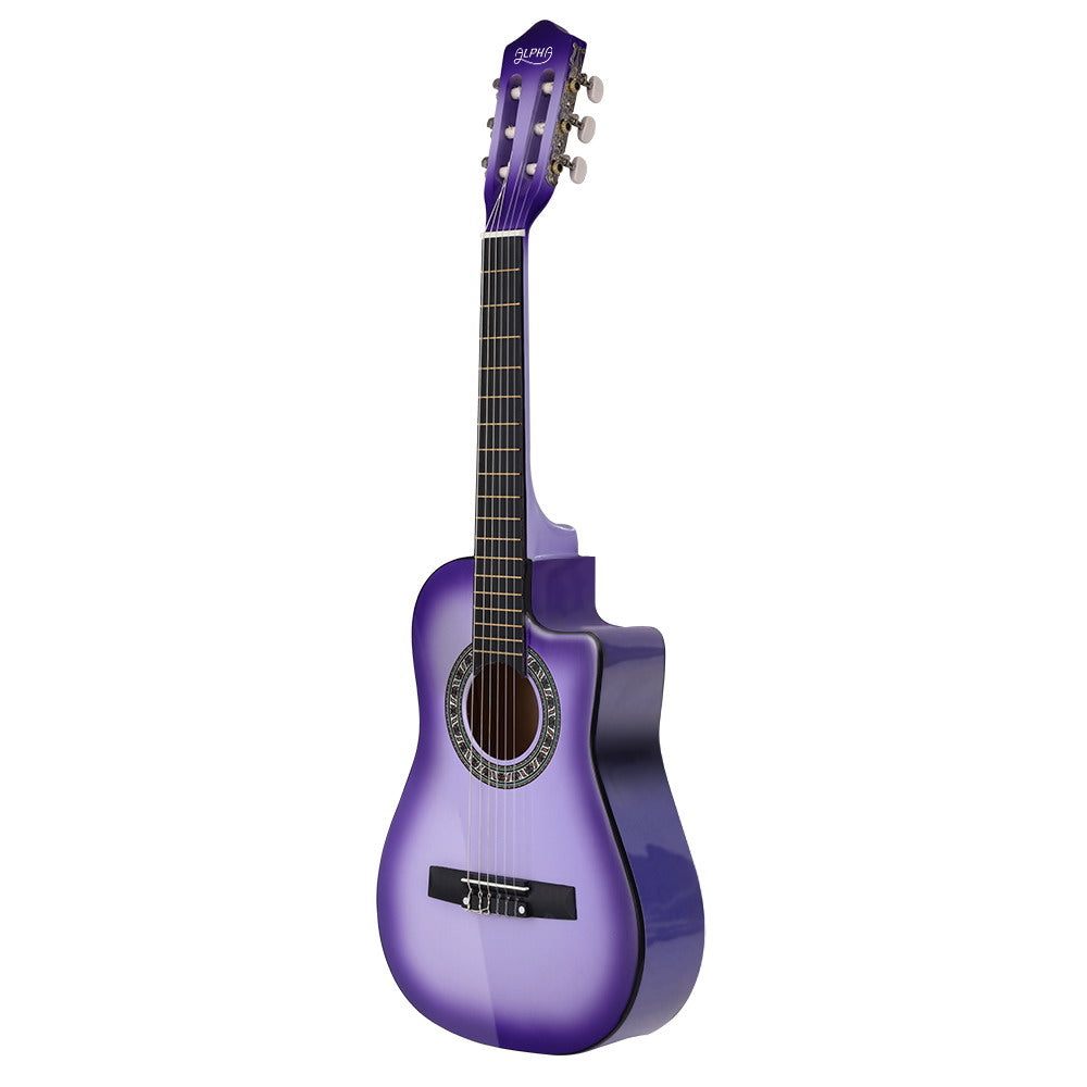 Alpha 34" Inch Guitar Classical Acoustic Cutaway Wooden Ideal Kids Gift Children 1/2 Size Purple-Audio & Video > Musical Instrument & Accessories-PEROZ Accessories