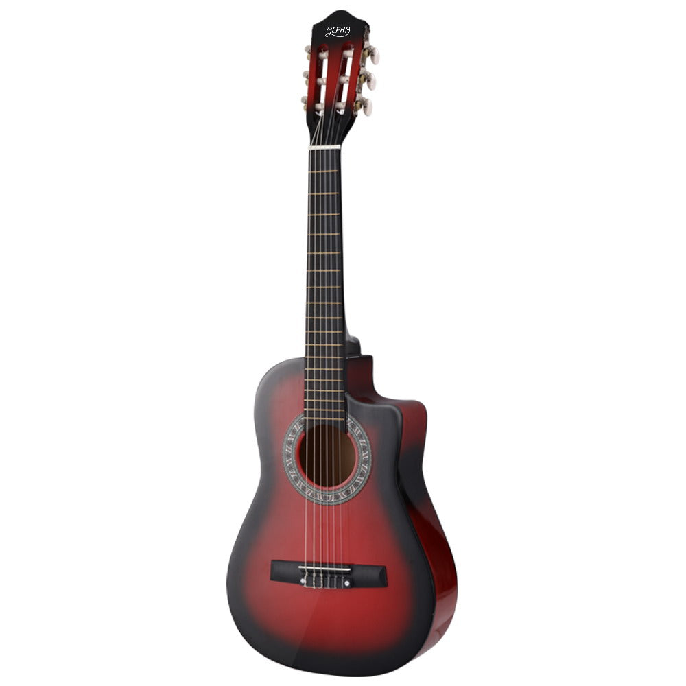 Alpha 34" Inch Guitar Classical Acoustic Cutaway Wooden Ideal Kids Gift Children 1/2 Size Red-Audio & Video > Musical Instrument & Accessories-PEROZ Accessories