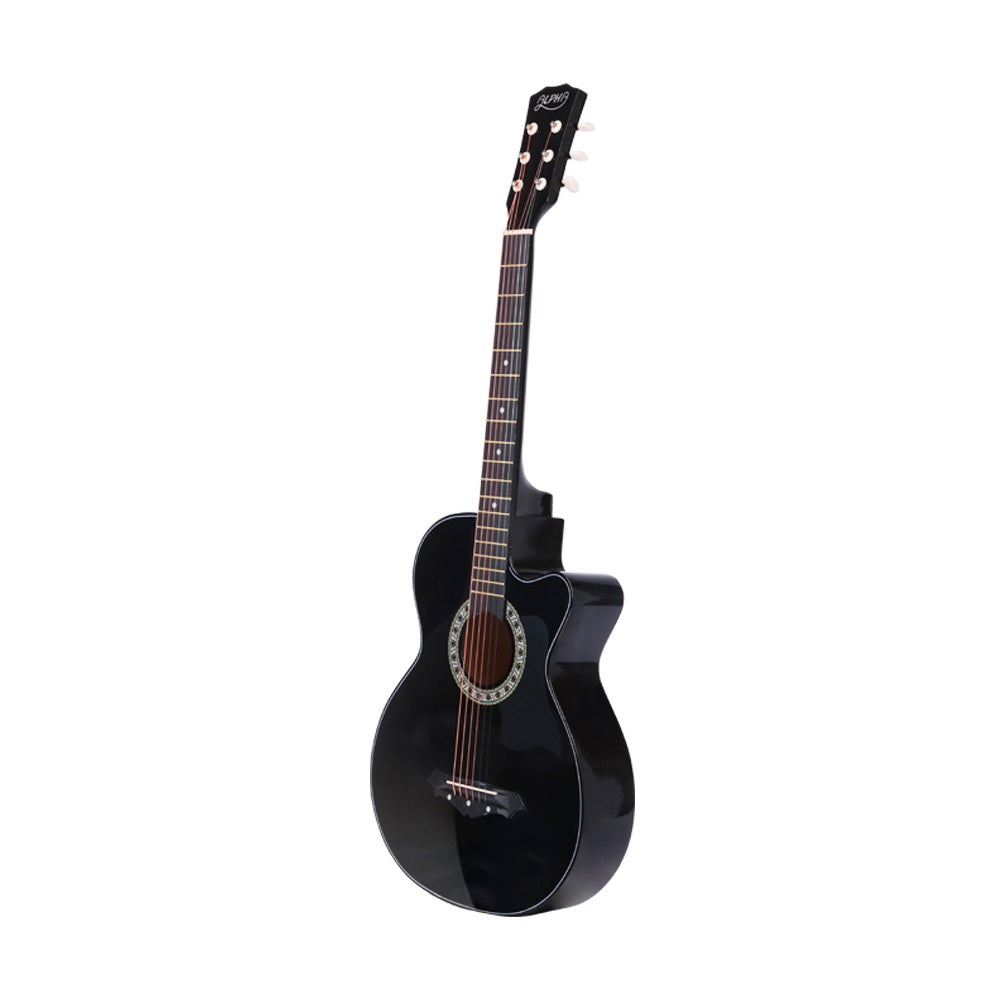 ALPHA 38 Inch Wooden Acoustic Guitar Black-Audio & Video > Musical Instrument & Accessories-PEROZ Accessories