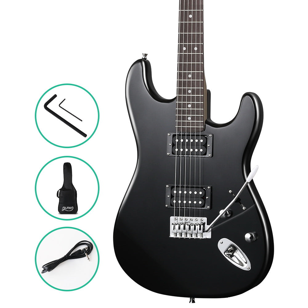 Alpha Electric Guitar Music String Instrument Rock Black Carry Bag Steel String-Audio & Video > Musical Instrument & Accessories-PEROZ Accessories