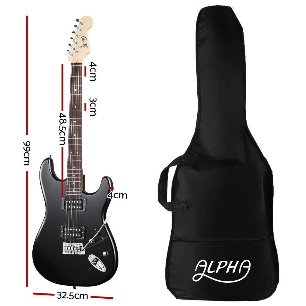 Alpha Electric Guitar Music String Instrument Rock Black Carry Bag Steel String-Audio & Video > Musical Instrument & Accessories-PEROZ Accessories