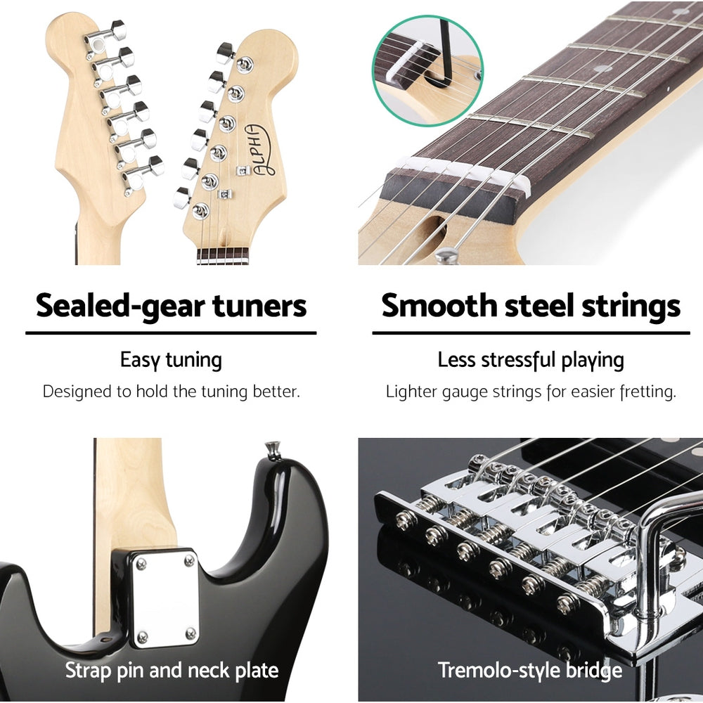 Alpha Electric Guitar Music String Instrument Rock Black Carry Bag Steel String-Audio & Video > Musical Instrument & Accessories-PEROZ Accessories