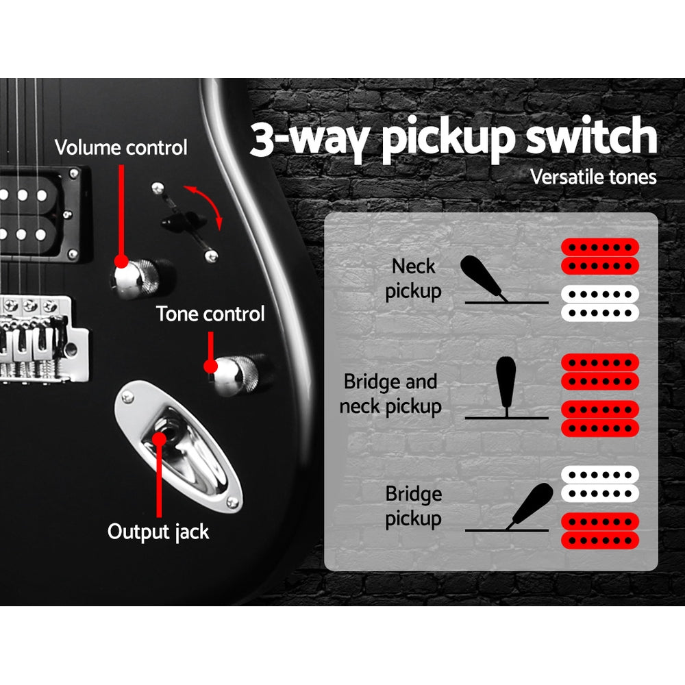 Alpha Electric Guitar Music String Instrument Rock Black Carry Bag Steel String-Audio & Video > Musical Instrument & Accessories-PEROZ Accessories