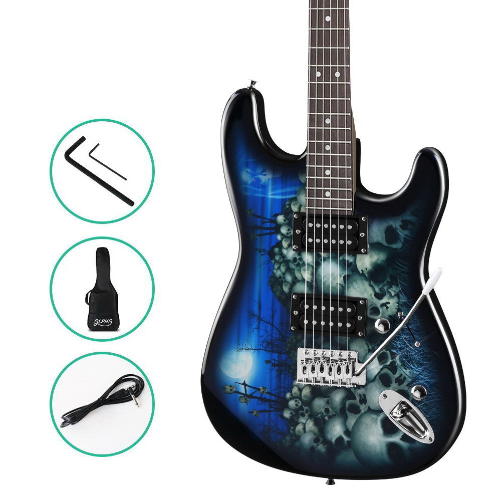 Alpha Electric Guitar Music String Instrument Rock Blue Carry Bag Steel String-Audio & Video > Musical Instrument & Accessories-PEROZ Accessories