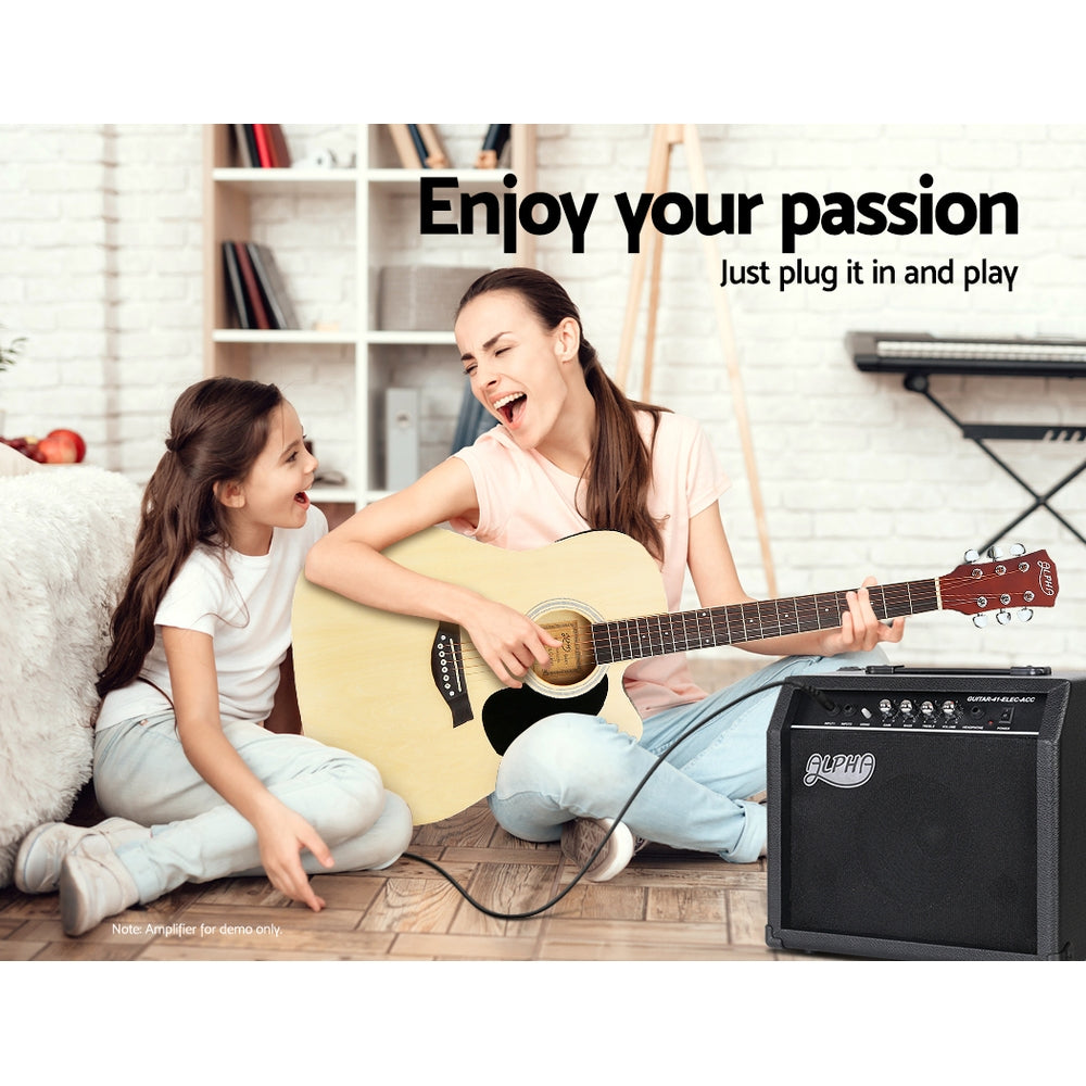 Alpha 41" Inch Electric Acoustic Guitar Wooden Classical EQ With Pickup Bass Natural-Audio & Video > Musical Instrument & Accessories-PEROZ Accessories