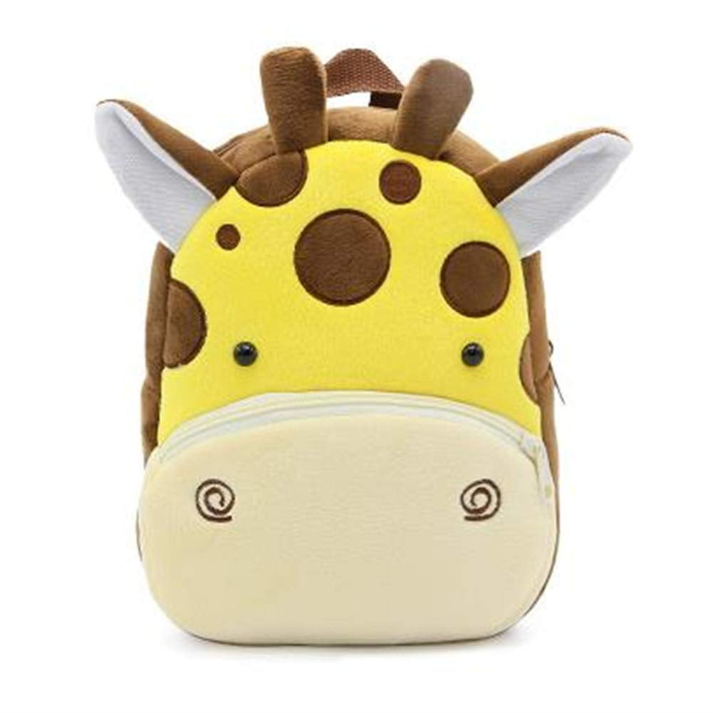 Anykidz 3D Dark Brown Giraffe Kids School Backpack Cute Cartoon Animal Style Children Toddler Plush Bag Perfect Accessories For Boys and Girls-Backpacks-PEROZ Accessories