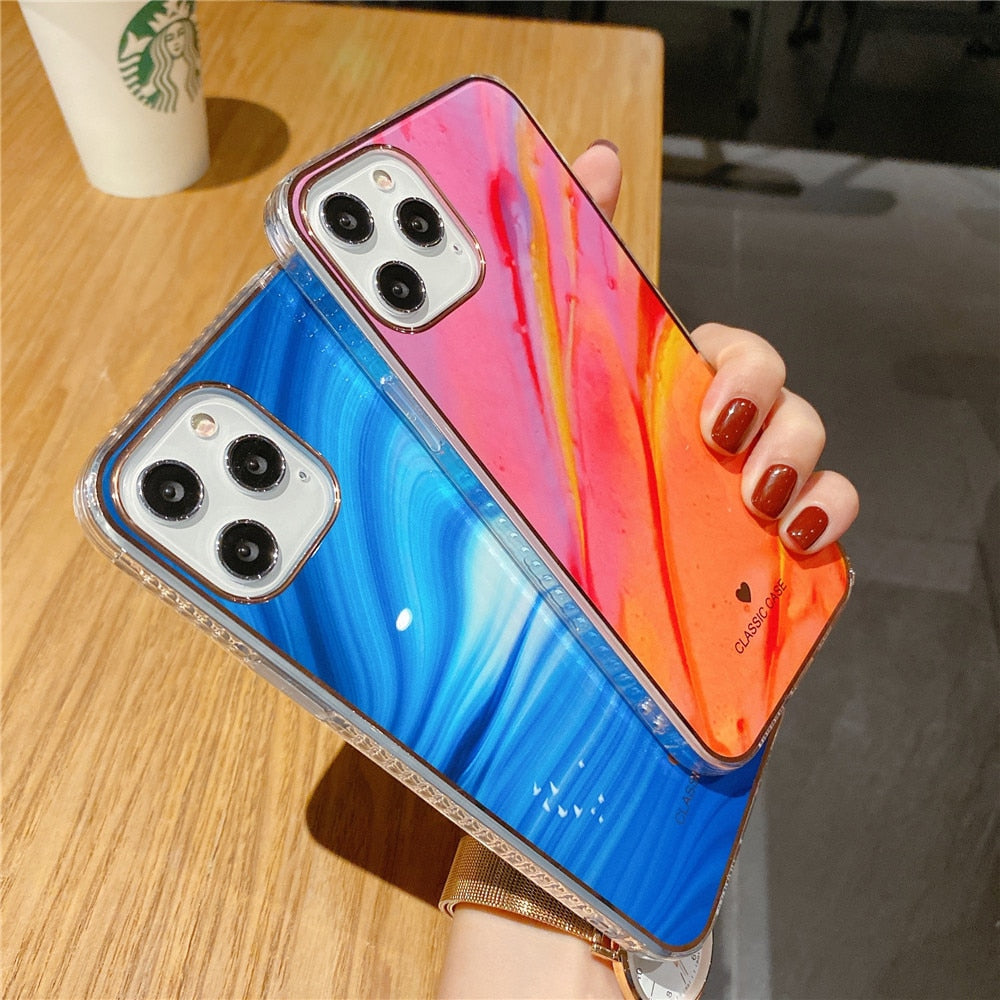 Anymob iPhone Case Orange and Pink Electroplated Rainbow Phone Cover-Mobile Phone Cases-PEROZ Accessories