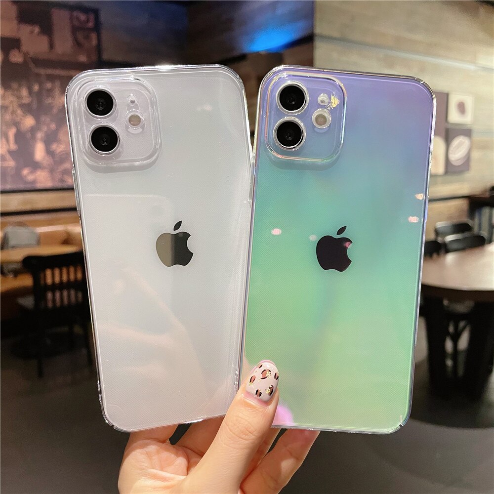 Anymob iPhone White Transparent Gradient Phone Case Hard PC Back Cover-Mobile Phone Cases-PEROZ Accessories