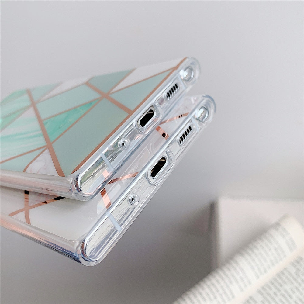 Anymob Samsung White Geometric Marble Phone Case Silicone Cover-Mobile Phone Cases-PEROZ Accessories