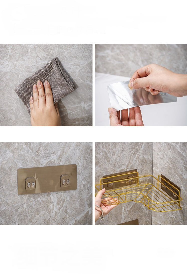 Anyhouz Corner Shelf Shower Black No-Drill Storage Rack Holder Toilet Organizer Bathroom Shelves Accessories-Bathroom and Toilet Accessories-PEROZ Accessories