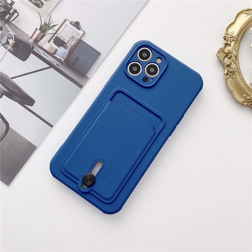 Anymob iPhone Yellow Wallet Card Holder Soft Silicone Phone Case Candy Color Shockproof Cover-Mobile Phone Cases-PEROZ Accessories