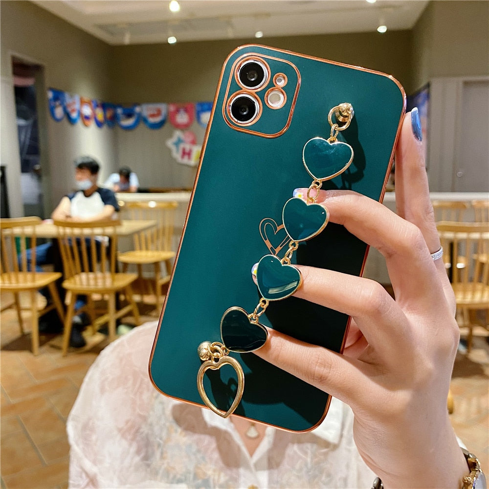 Anymob iPhone Case Red Soft Electroplated Love Heart Bracelet Silicon Bumper Back Cover-Mobile Phone Cases-PEROZ Accessories