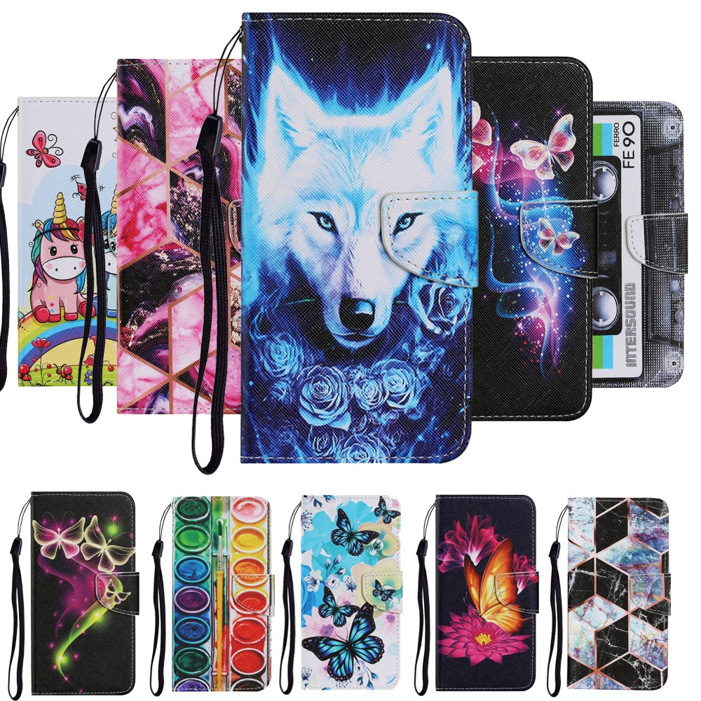 Anymob iPhone Violet Butterfly Painted Phone Case Magnetic Wallet Card slot Back Cover-Mobile Phone Cases-PEROZ Accessories
