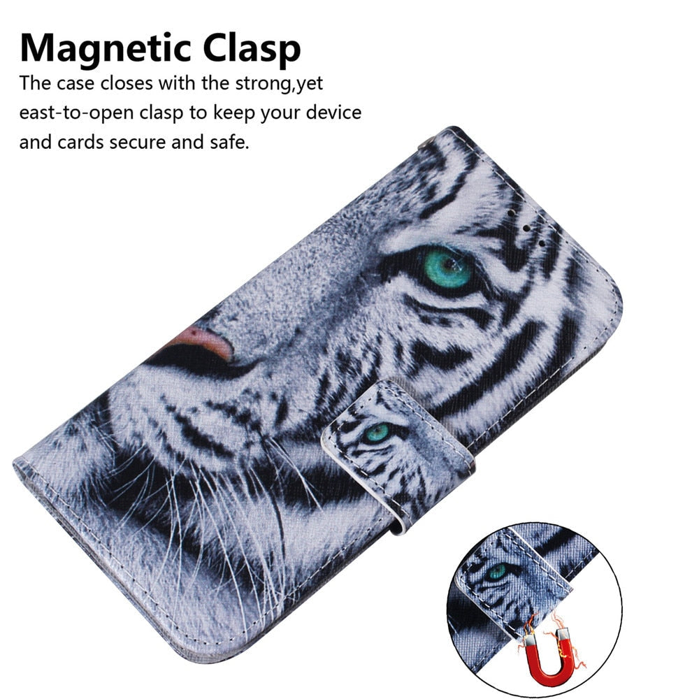 Anymob iPhone Case Black Wolf Magnetic Flip Leather Animal painting Card slot Wallet Book Style Phone Cover-Mobile Phone Cases-PEROZ Accessories