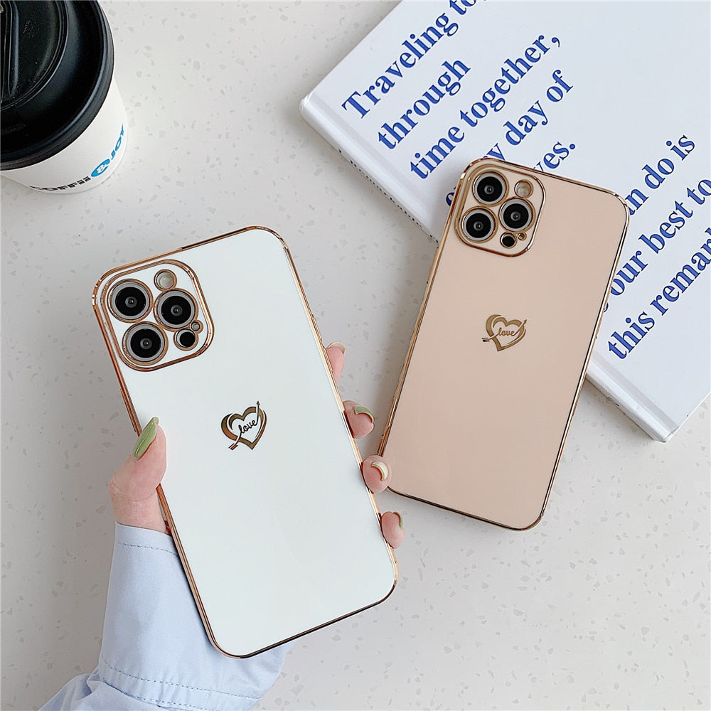 Anymob iPhone Case Blue Camera Protection Love Heart Side Hearts Shockproof Soft Silicone Cover-Mobile Phone Cases-PEROZ Accessories