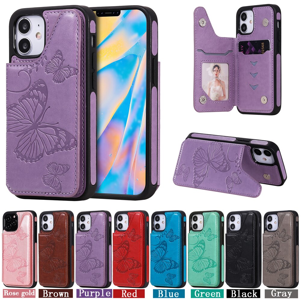 Anymob iPhone Red 3D Butterfly Flip Leather Case Mini Wallet Book Cover-Mobile Phone Cases-PEROZ Accessories