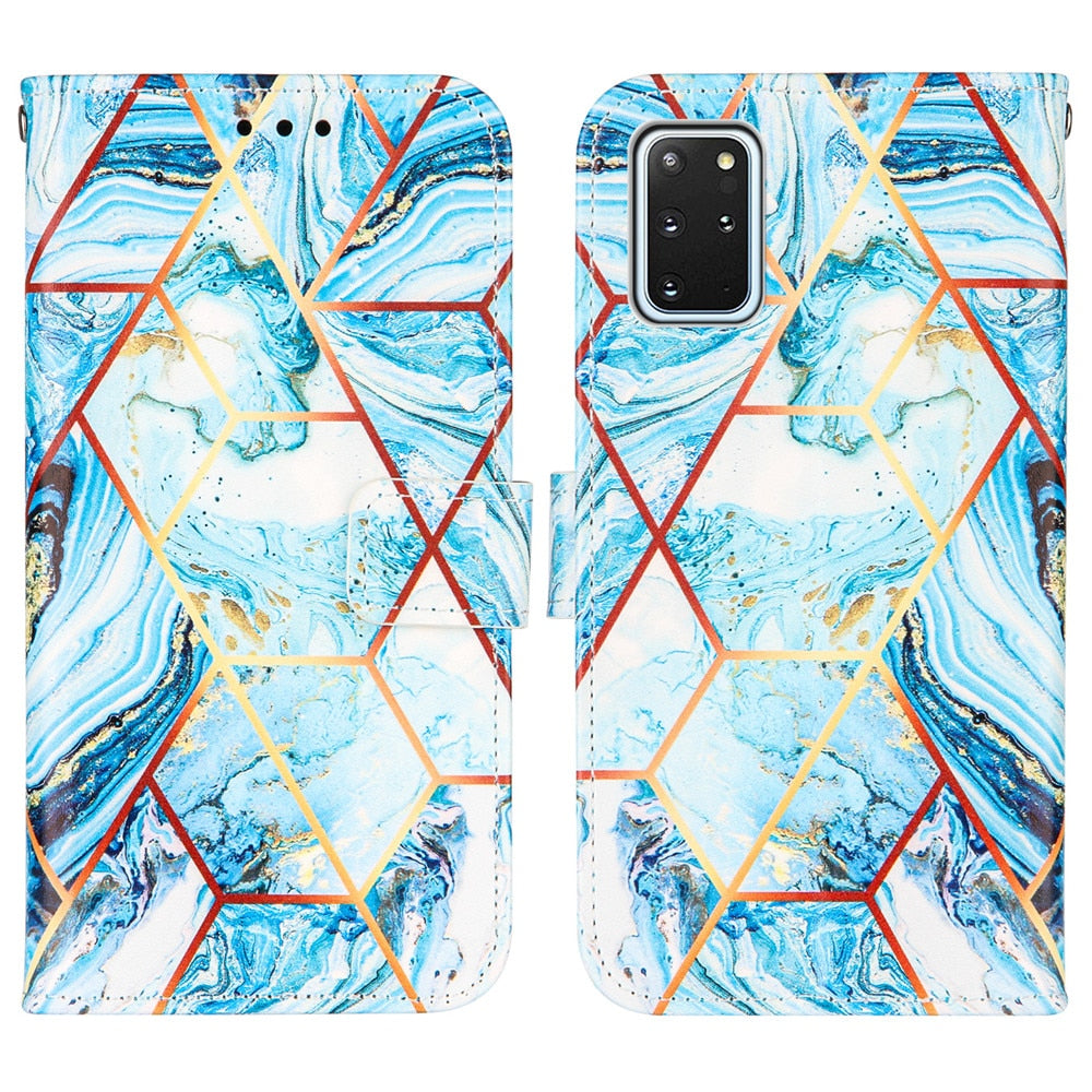 Anymob Samsung Purple Geometric Marble Leather Case Flip Wallet Magnetic Phone Cover-Mobile Phone Cases-PEROZ Accessories