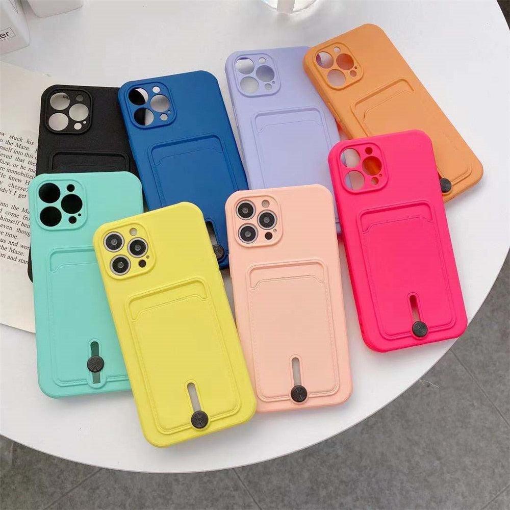 Anymob iPhone Lavender Wallet Card Holder Soft Silicone Phone Case Candy Color Shockproof Cover-Mobile Phone Cases-PEROZ Accessories