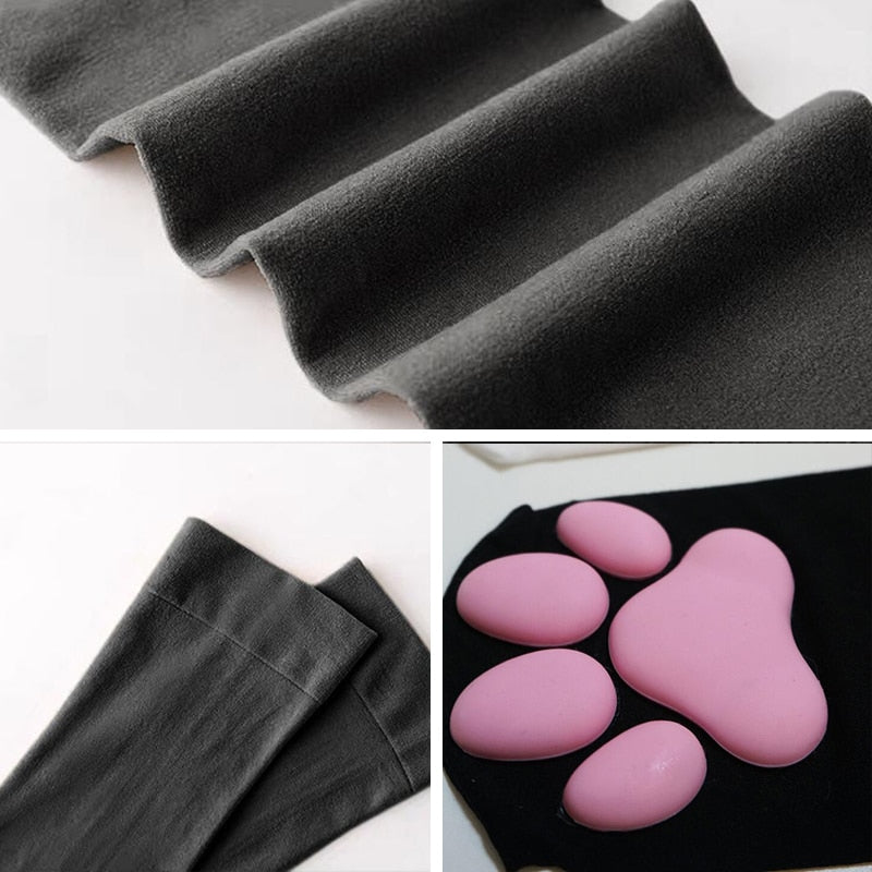Anysox 1 Pair Off White Free Size Women High Socks Stockings Lingerie 3D Cat Claw Long Socks Thigh High Compression Stockings-Socks-PEROZ Accessories
