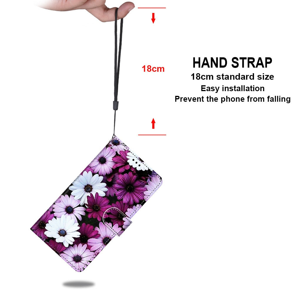 Anymob Samsung Case Multicolor Flower Luxury Painted Flip Cute Playful Cat Wallet Phone Cover-Mobile Phone Cases-PEROZ Accessories
