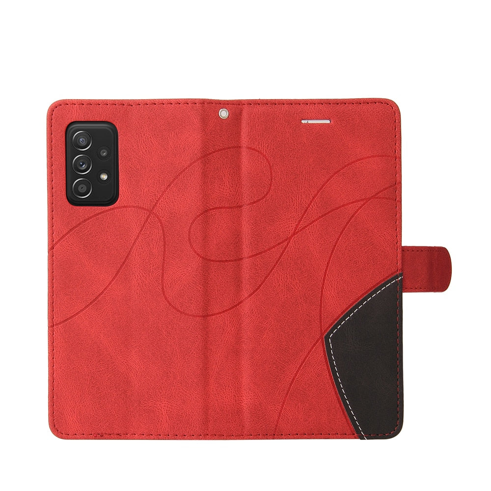 Anymob Samsung Red And Black Leather Wallet Flip Case Protective Phone Cover-Mobile Phone Cases-PEROZ Accessories
