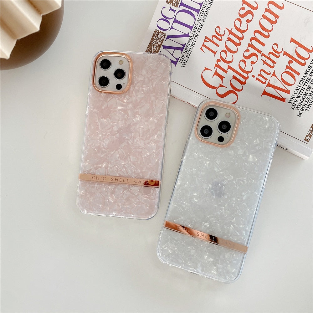 Anymob iPhone Case Pink Dream Shell Pattern Shockproof Soft Silicone Back Cover-Mobile Phone Cases-PEROZ Accessories