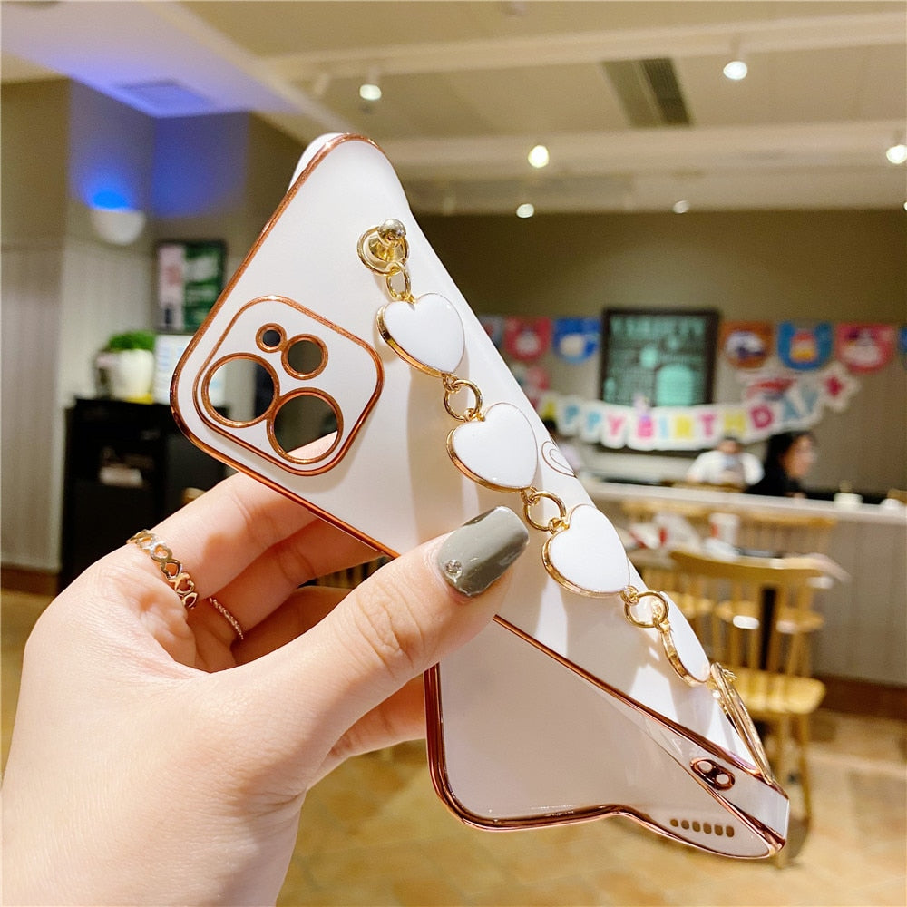 Anymob iPhone Case Red Soft Electroplated Love Heart Bracelet Silicon Bumper Back Cover-Mobile Phone Cases-PEROZ Accessories