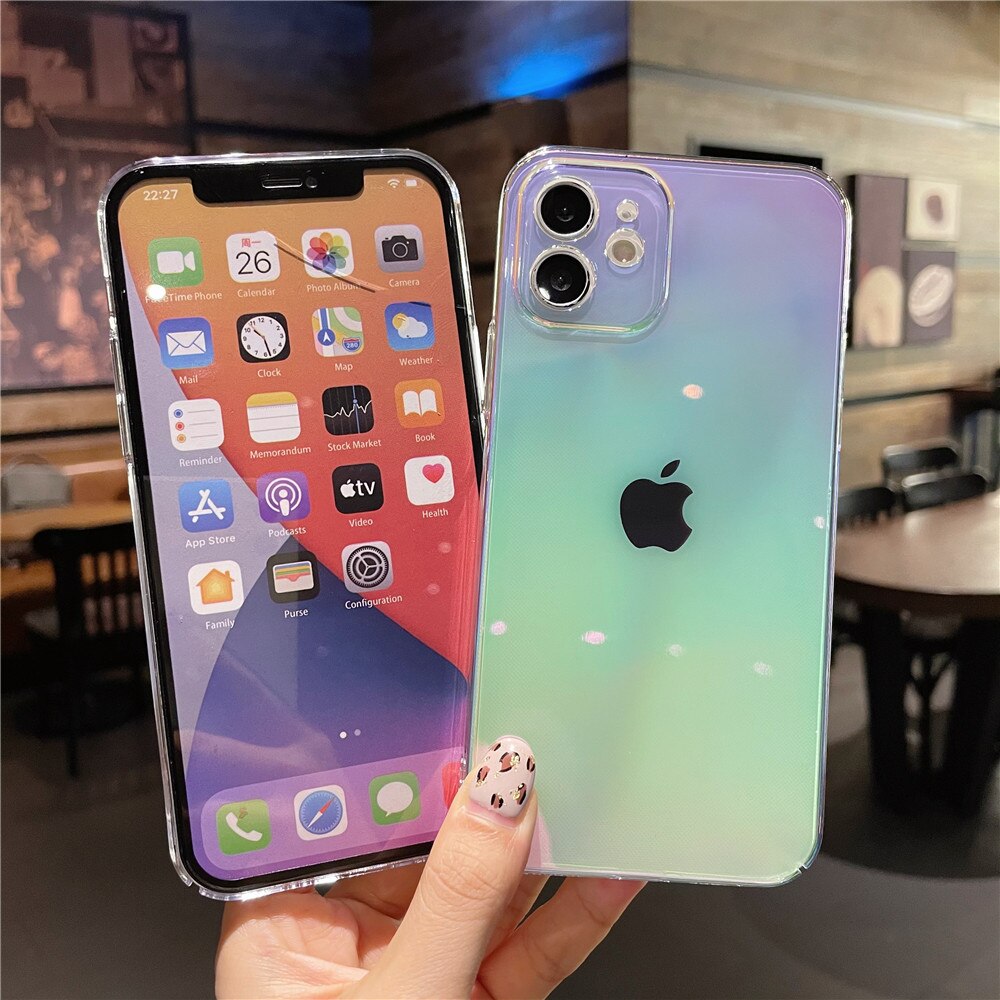 Anymob iPhone White Transparent Gradient Phone Case Hard PC Back Cover-Mobile Phone Cases-PEROZ Accessories