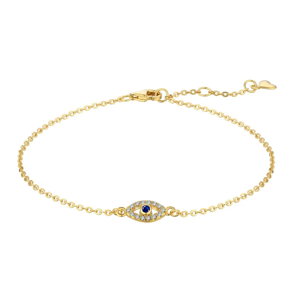 Anyco Bracelet Cubic Zirconia Blue Eye Bracelet Gold Plated Diamond Charm Bracelets for Women-Bracelets-PEROZ Accessories