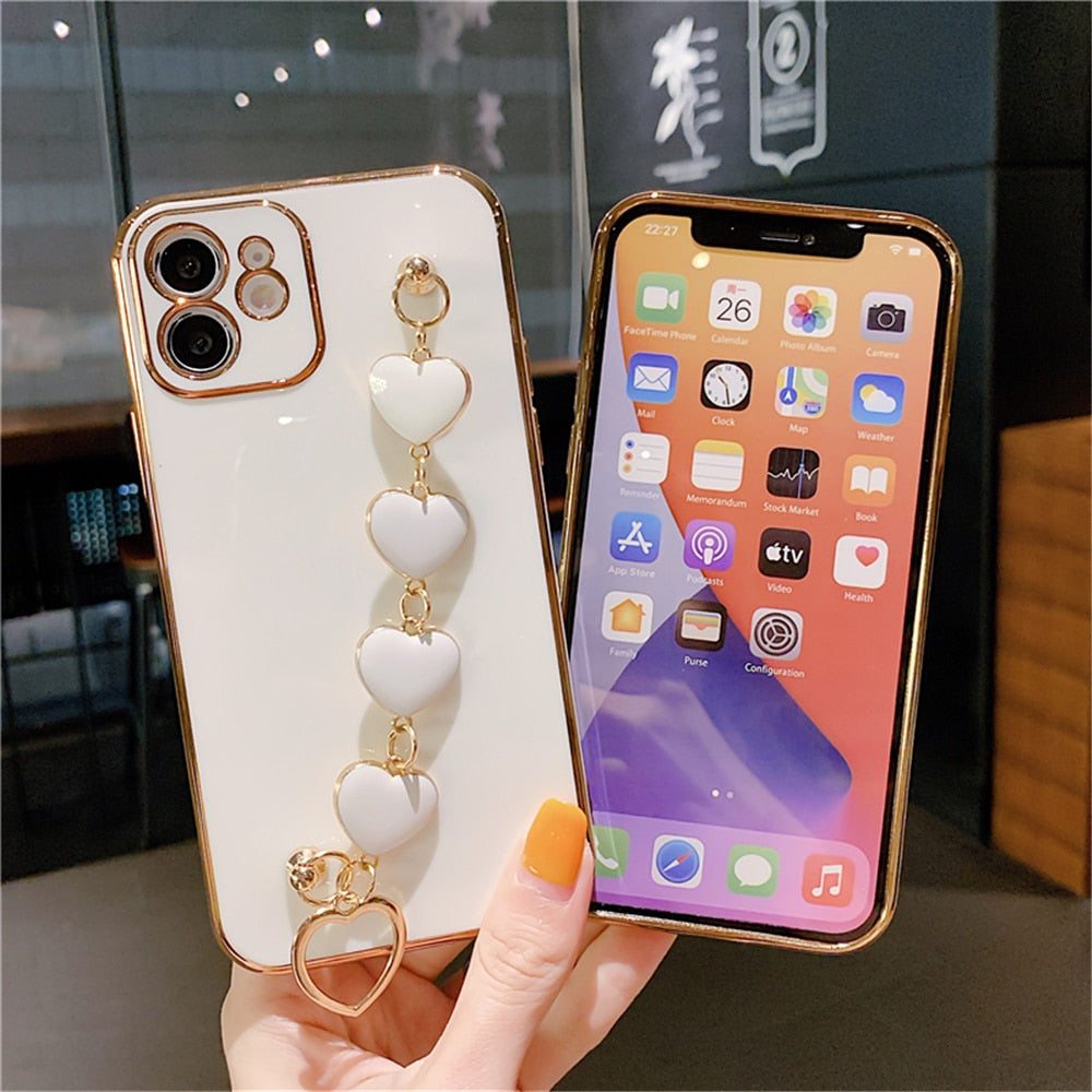 Anymob iPhone Case Pink Soft Silicone Bracelet Camera Protection Cover With Wristband-Mobile Phone Cases-PEROZ Accessories
