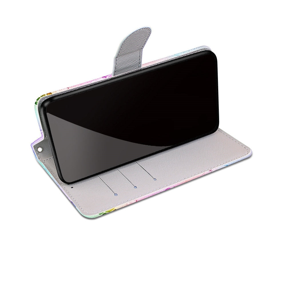 Anymob Samsung Case White Unicorn Painted Magnetic Flip Leather Card slot Wallet Book Style Cover-Mobile Phone Cases-PEROZ Accessories