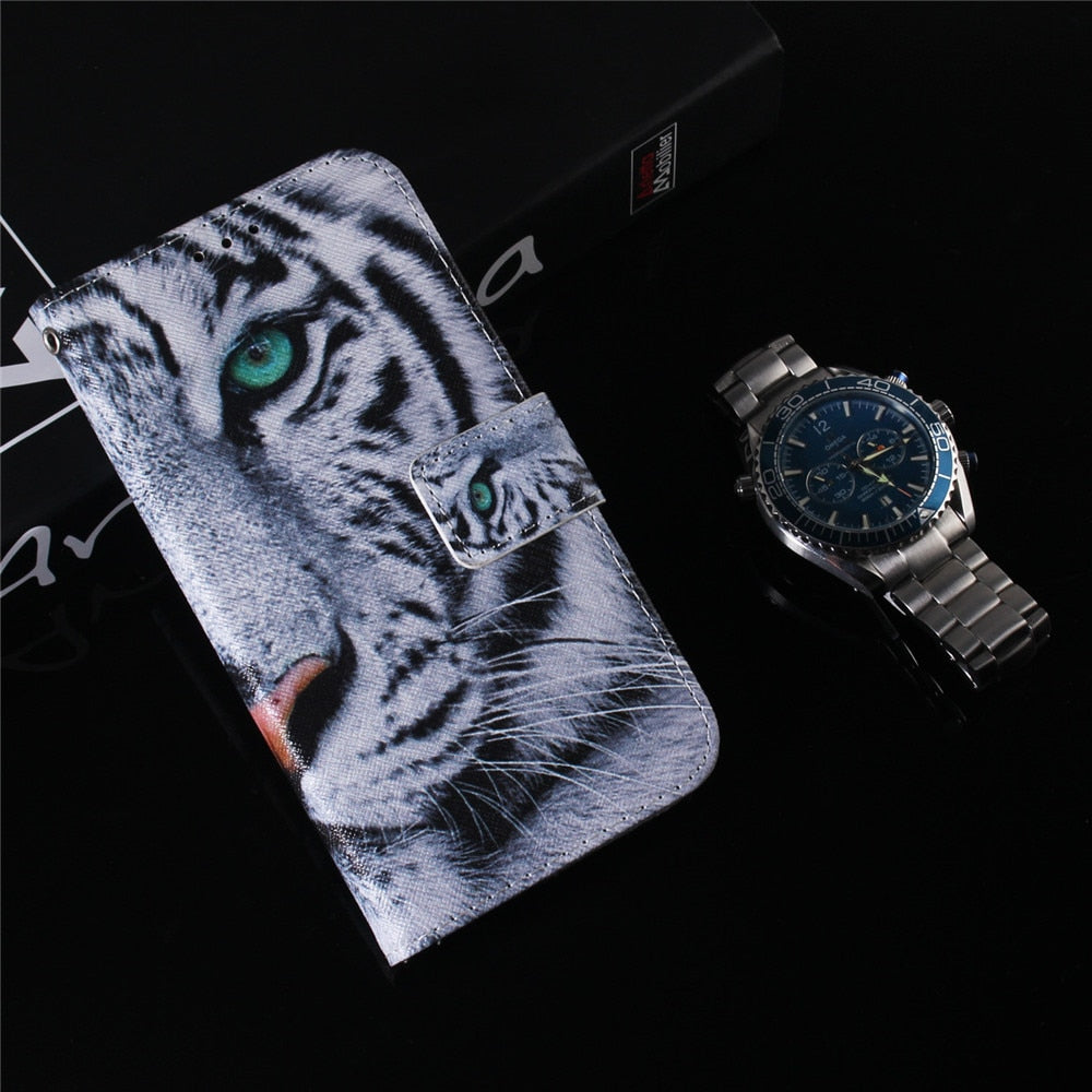 Anymob iPhone Case Black Wolf Magnetic Flip Leather Animal painting Card slot Wallet Book Style Phone Cover-Mobile Phone Cases-PEROZ Accessories