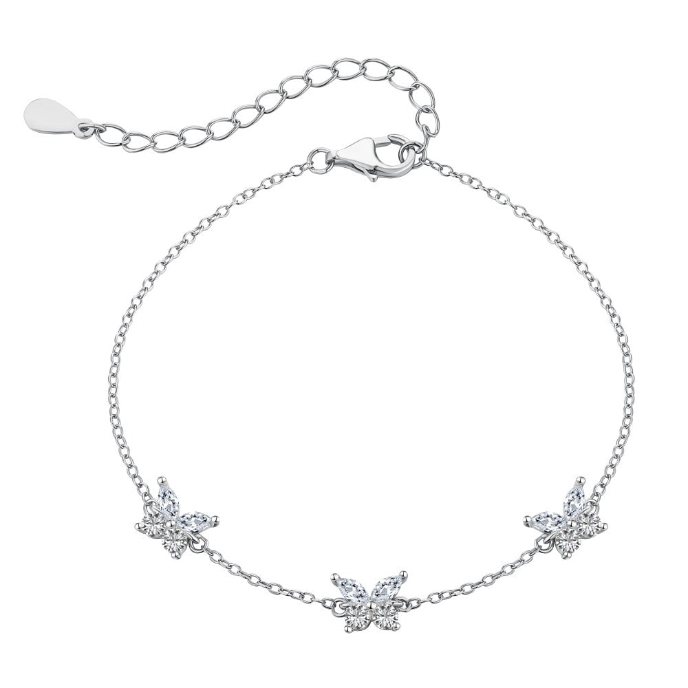 Anyco Bracelet Sterling Silver 925 High Quality Butterfly Pendant Bracelet And Anklet For Women Gift Jewelry Cz Cubic Zirconia-Bracelets-PEROZ Accessories