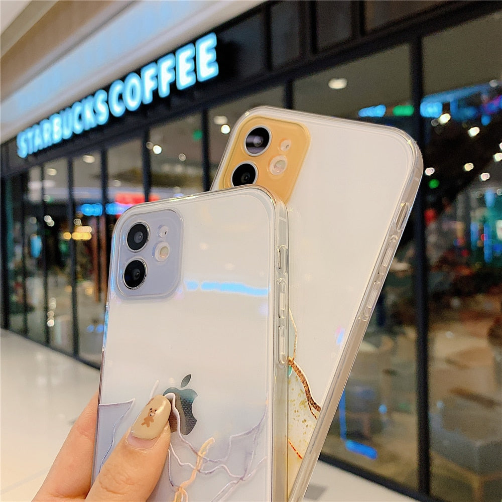 Anymob iPhone Case Purple Watercolor Marble Soft Silicone TPU Cover-Mobile Phone Cases-PEROZ Accessories