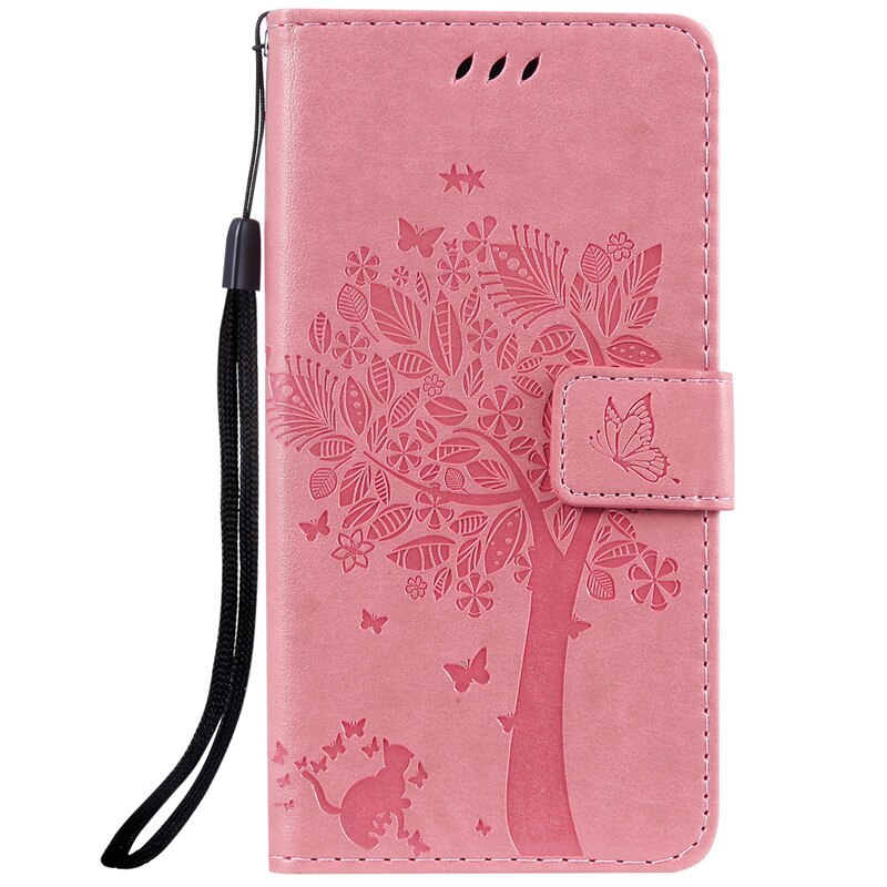Anymob Huawei Phone Case Pink Tree Print Flip Leather Wallet Phone Cover-PEROZ Accessories