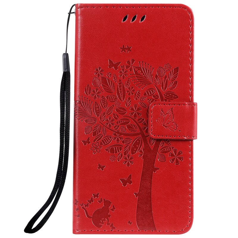 Anymob Huawei Phone Case Red Tree Print Flip Leather Wallet Phone Cover-PEROZ Accessories